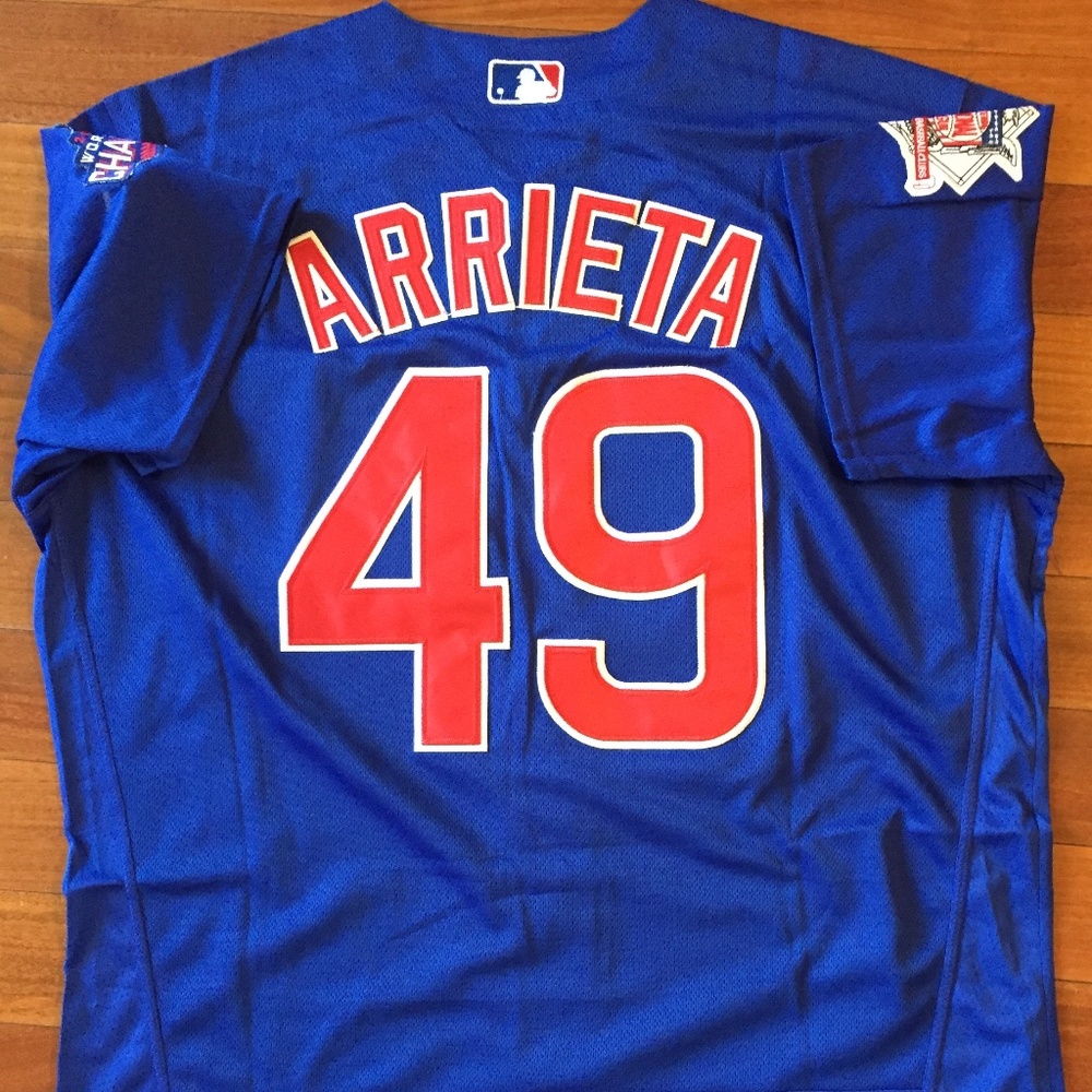 Mens Cubs Arrieta Blue Flex Base Jersey